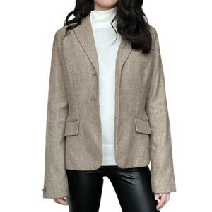 Mexx Women’s Wool Blend Herringbone Brown & Cream Blazer
